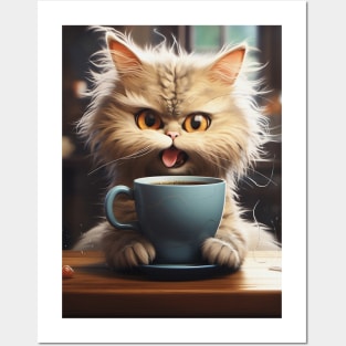 Funny Cat Drinking Posters and Art